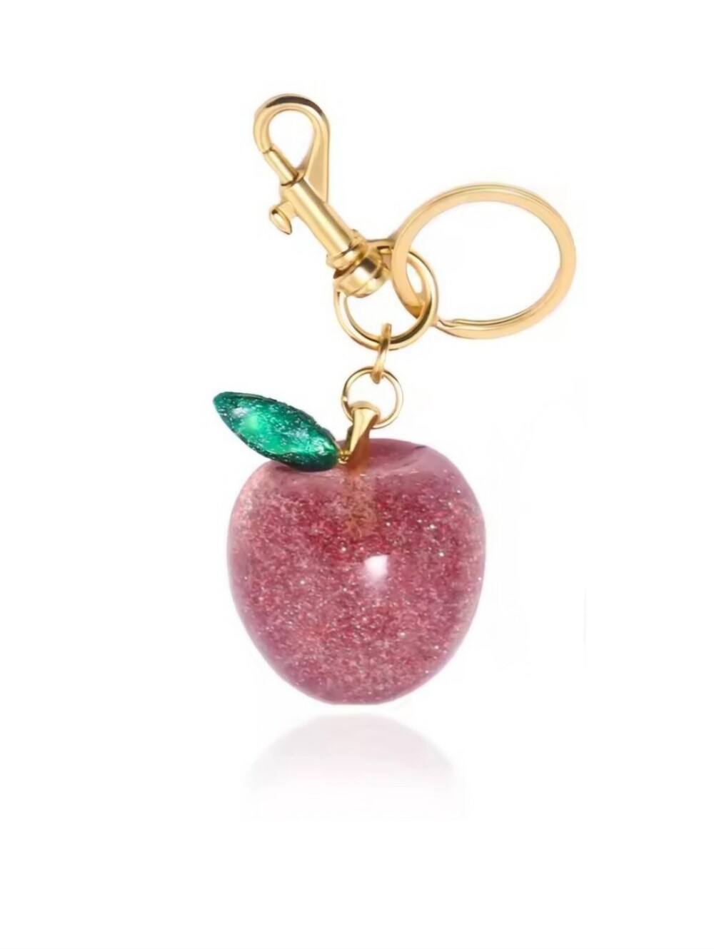 Pink Glitter Apple Keychain Bag Charm